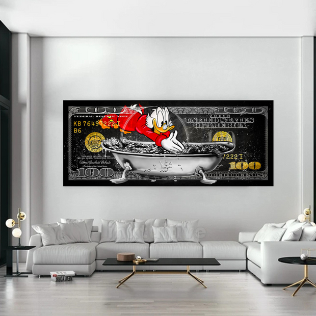Scrooge McDuck One Million Dollar Canvas Wall Art-MinimalisticDecor.com