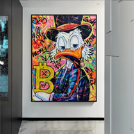 Scrooge McDuck Pop Art Bitcoin Millionaire Canvas Wall Art-MinimalisticDecor.com