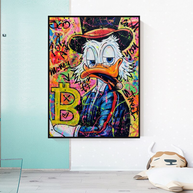 Scrooge McDuck Pop Art Bitcoin Millionaire Canvas Wall Art-MinimalisticDecor.com