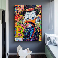 Scrooge McDuck Pop Art Bitcoin Millionaire Canvas Wall Art-MinimalisticDecor.com