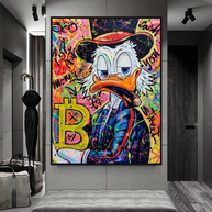Scrooge McDuck Pop Art Bitcoin Millionaire Canvas Wall Art-MinimalisticDecor.com