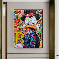 Scrooge McDuck Pop Art Bitcoin Millionaire Canvas Wall Art-MinimalisticDecor.com