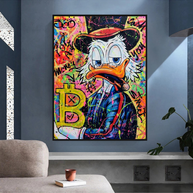 Scrooge McDuck Pop Art Bitcoin Millionaire Canvas Wall Art-MinimalisticDecor.com