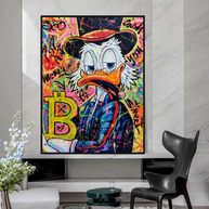 Scrooge McDuck Pop Art Bitcoin Millionaire Canvas Wall Art-MinimalisticDecor.com