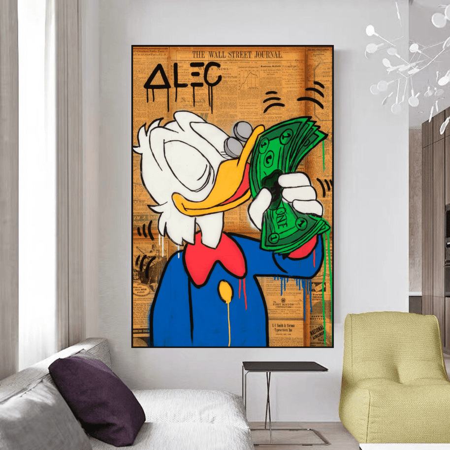Scrooge McDuck Smells Money by Alec Canvas Wall Art-MinimalisticDecor.com