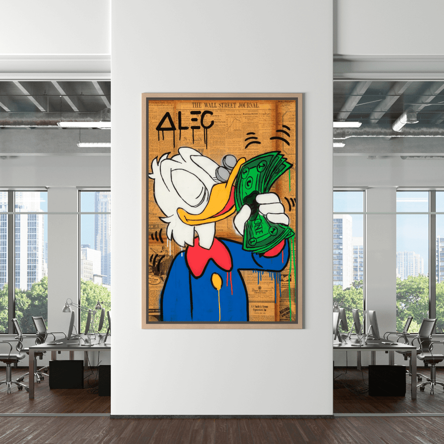 Scrooge McDuck Smells Money by Alec Canvas Wall Art-MinimalisticDecor.com