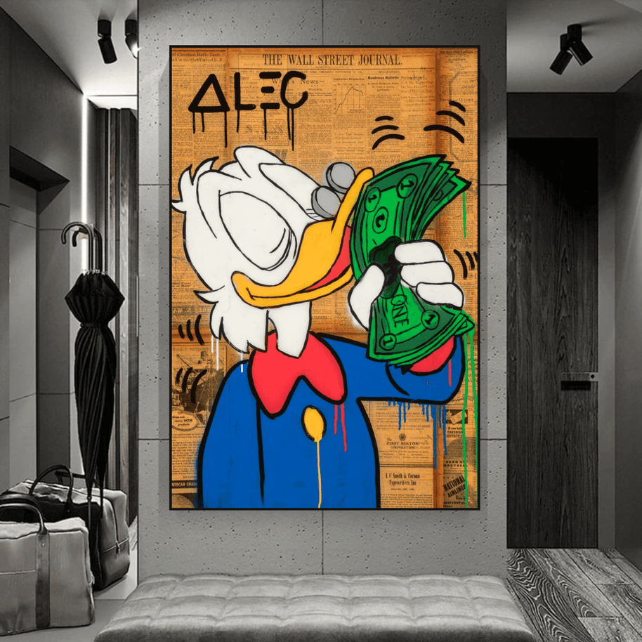 Scrooge McDuck Smells Money by Alec Canvas Wall Art-MinimalisticDecor.com