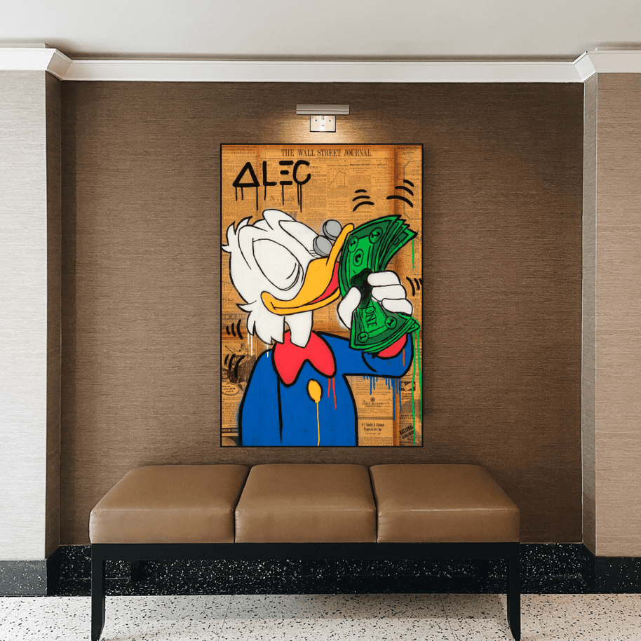 Scrooge McDuck Smells Money by Alec Canvas Wall Art-MinimalisticDecor.com