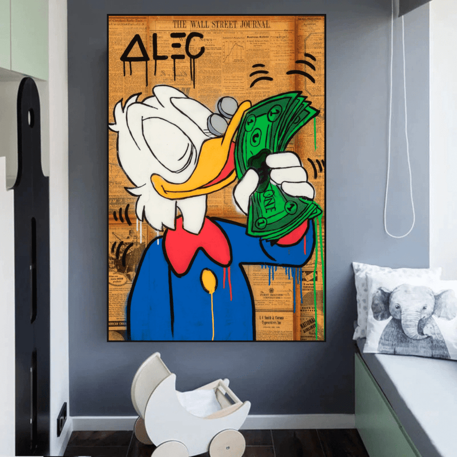 Scrooge McDuck Smells Money by Alec Canvas Wall Art-MinimalisticDecor.com