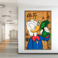 Scrooge McDuck Smells Money by Alec Canvas Wall Art-MinimalisticDecor.com