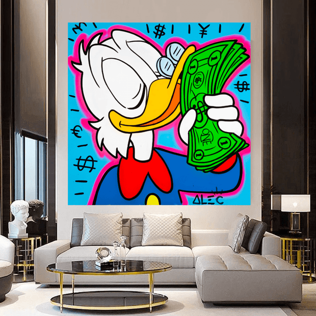Scrooge McDuck Smells Money by Alec Canvas Wall Art-MinimalisticDecor.com