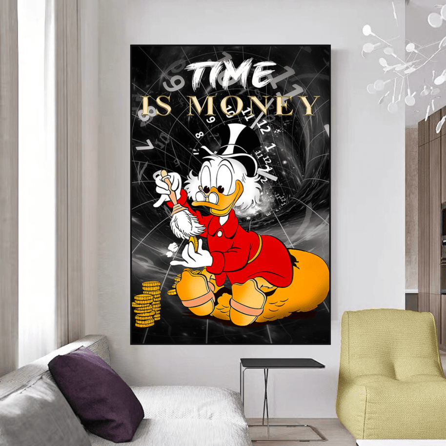 Scrooge McDuck Time is Money Canvas Wall Art-MinimalisticDecor.com