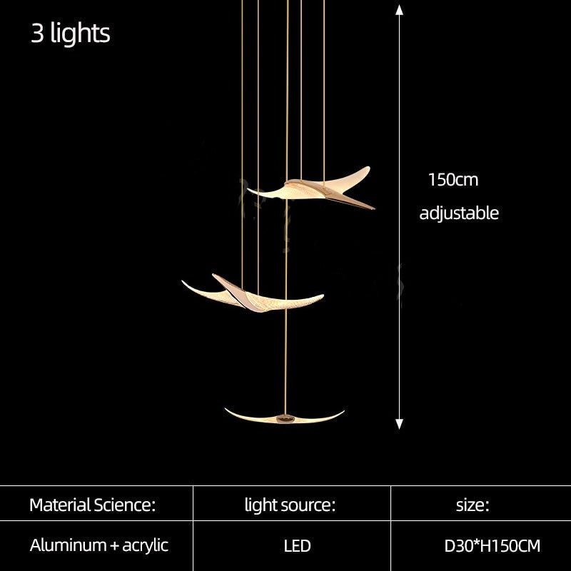 Seagull Bird Light Staircase Chandelier – Elegant LED Pendant with Artistic Design-MinimalisticDecor.com