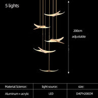 Seagull Bird Light Staircase Chandelier – Elegant LED Pendant with Artistic Design-MinimalisticDecor.com