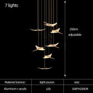 Seagull Bird Light Staircase Chandelier – Elegant LED Pendant with Artistic Design-MinimalisticDecor.com