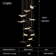 Seagull Bird Light Staircase Chandelier – Elegant LED Pendant with Artistic Design-MinimalisticDecor.com
