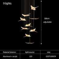 Seagull Bird Light Staircase Chandelier – Elegant LED Pendant with Artistic Design-MinimalisticDecor.com