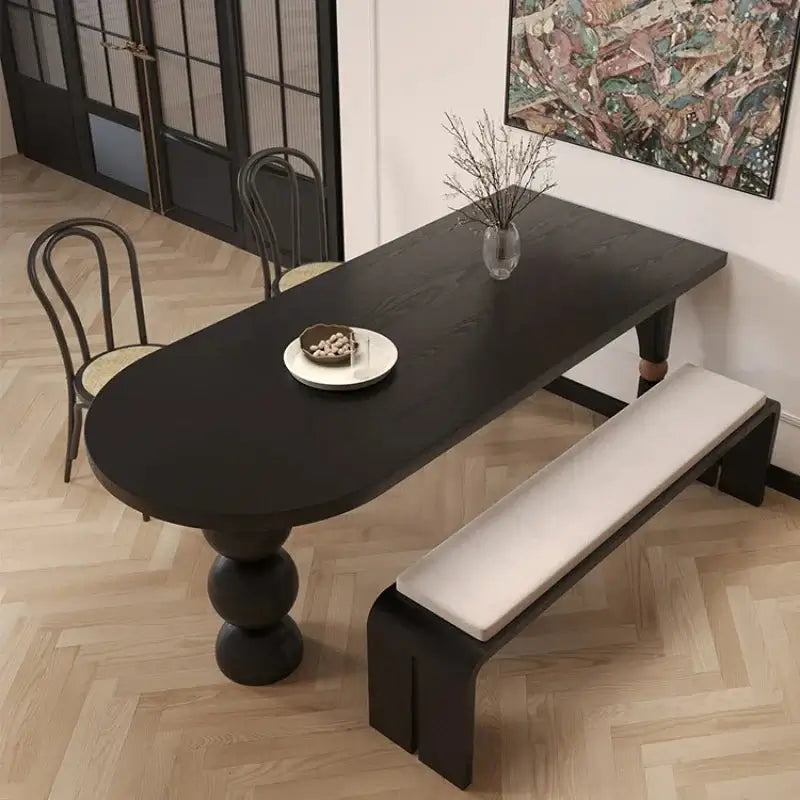 Semicircle Wooden Island Dining Table-MinimalisticDecor.com