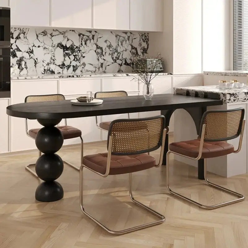 Semicircle Wooden Island Dining Table-MinimalisticDecor.com