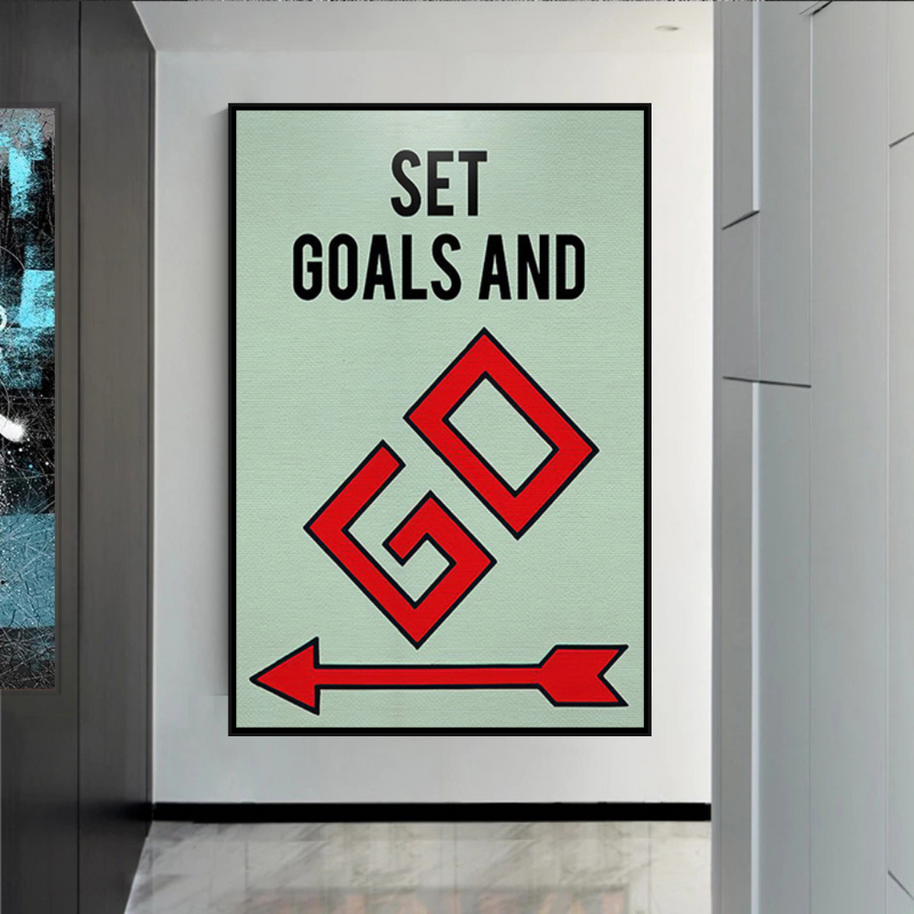 Set Goals and Go: Monopoly Canvas Wall Art-MinimalisticDecor.com
