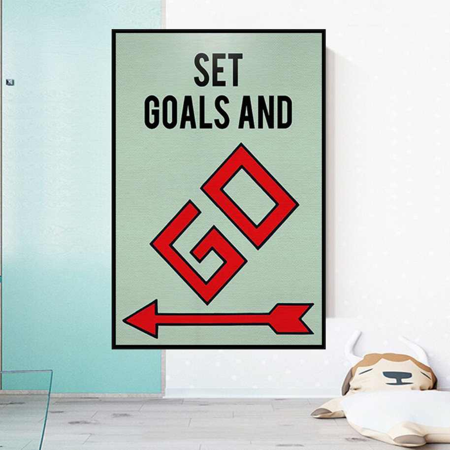 Set Goals and Go: Monopoly Canvas Wall Art-MinimalisticDecor.com
