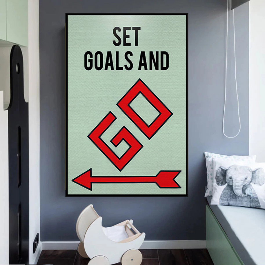 Set Goals and Go: Monopoly Canvas Wall Art-MinimalisticDecor.com