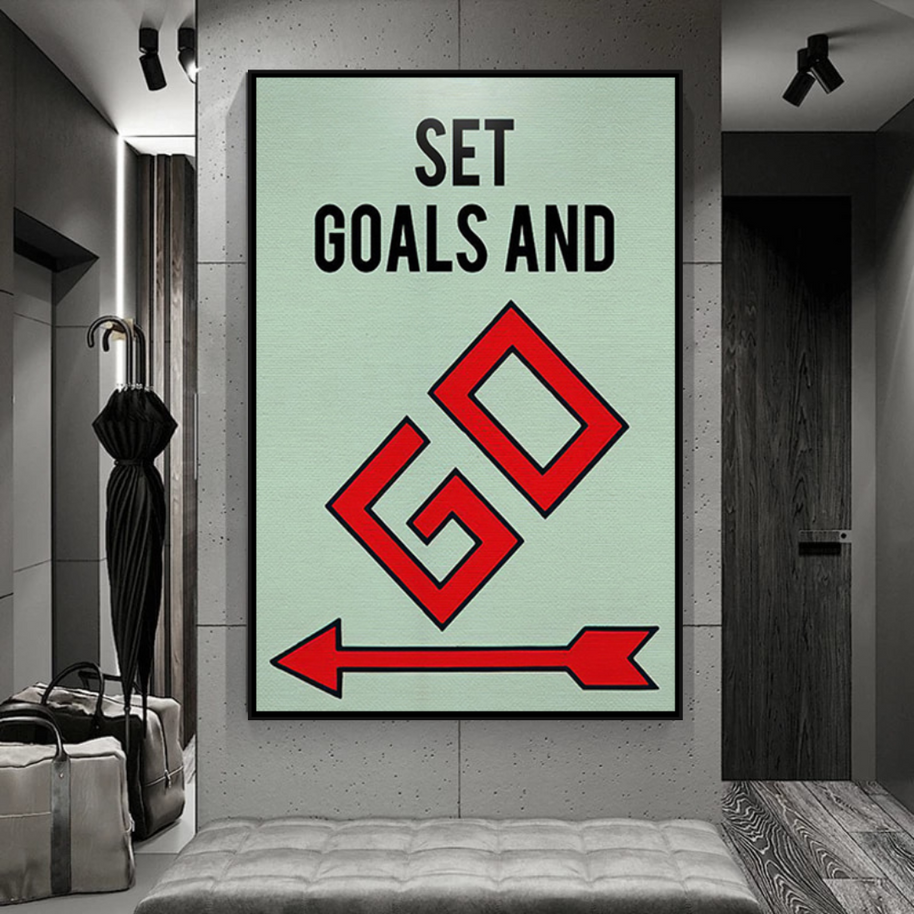 Set Goals and Go: Monopoly Canvas Wall Art-MinimalisticDecor.com