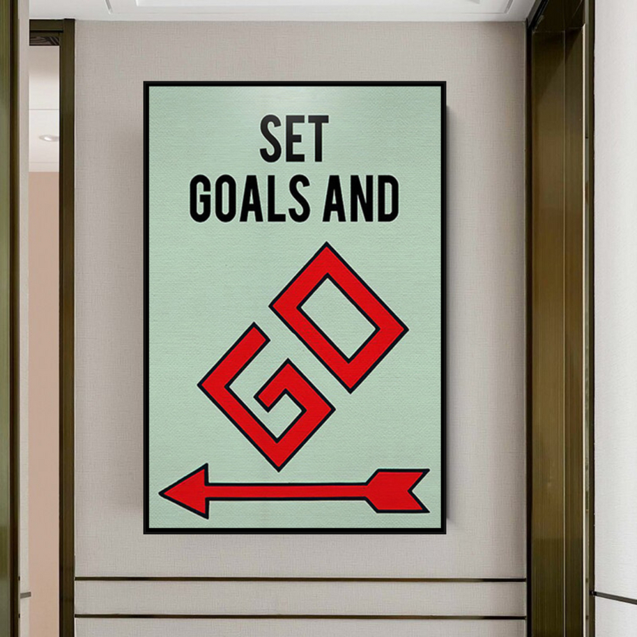 Set Goals and Go: Monopoly Canvas Wall Art-MinimalisticDecor.com