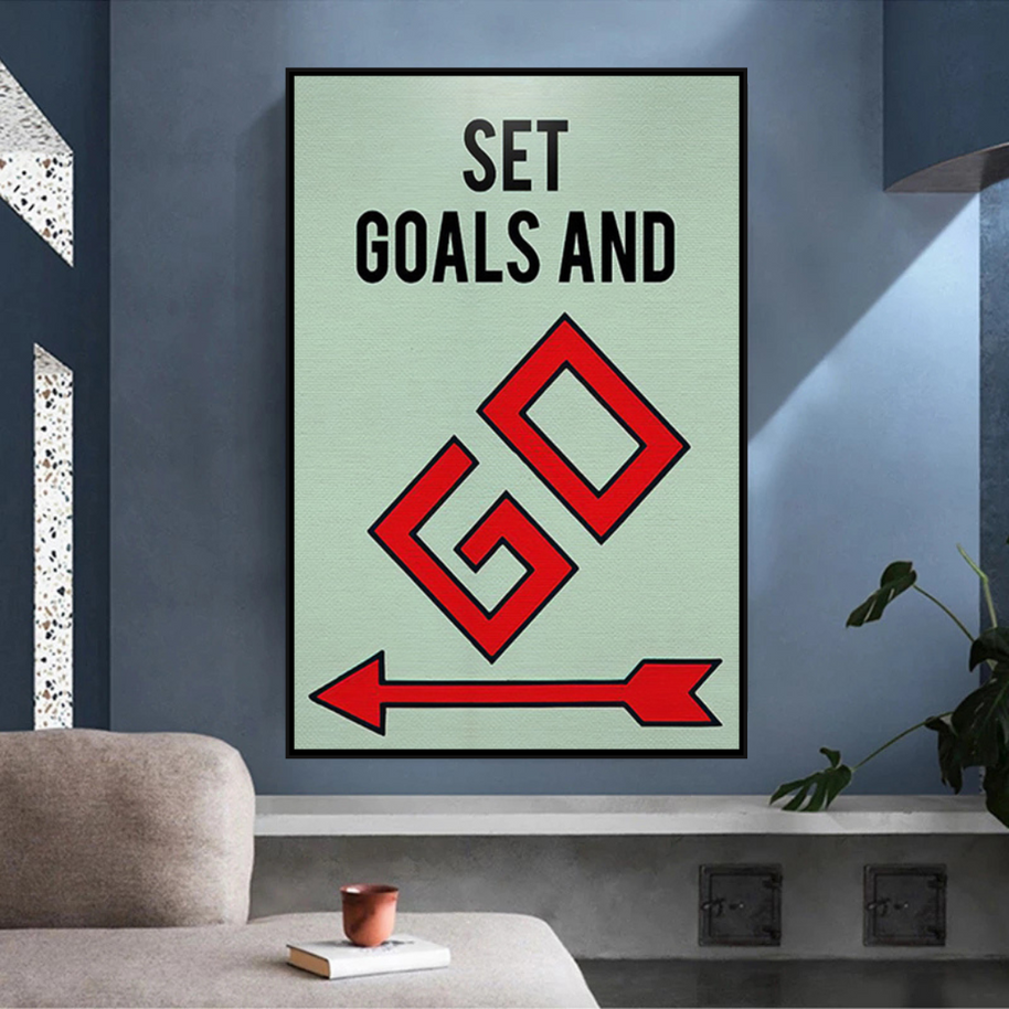 Set Goals and Go: Monopoly Canvas Wall Art-MinimalisticDecor.com