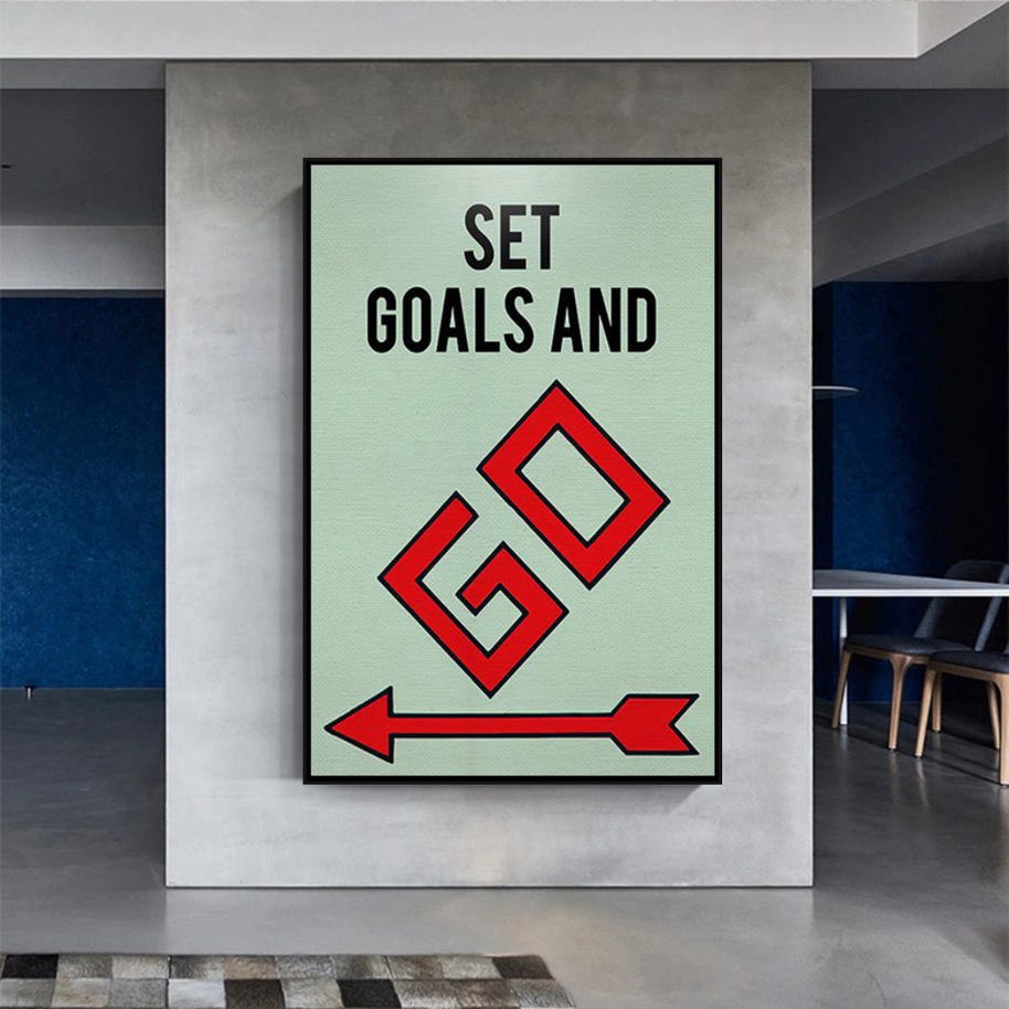 Set Goals and Go: Monopoly Canvas Wall Art-MinimalisticDecor.com
