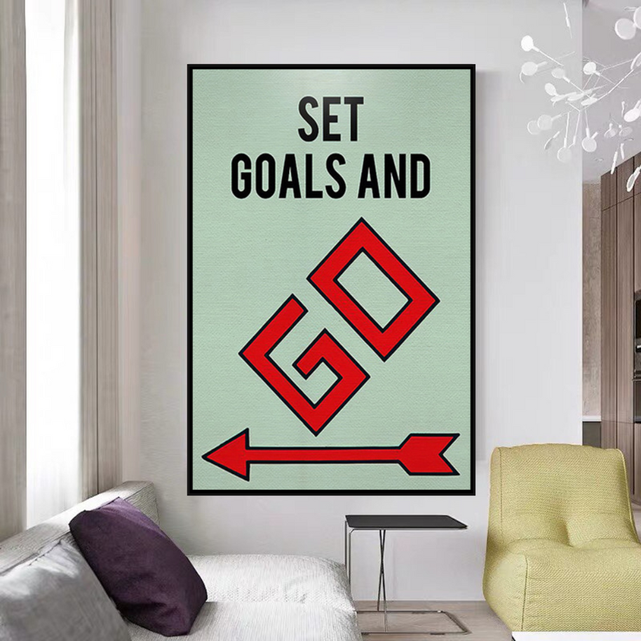 Set Goals and Go: Monopoly Canvas Wall Art-MinimalisticDecor.com