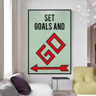 Set Goals and Go: Monopoly Canvas Wall Art-MinimalisticDecor.com