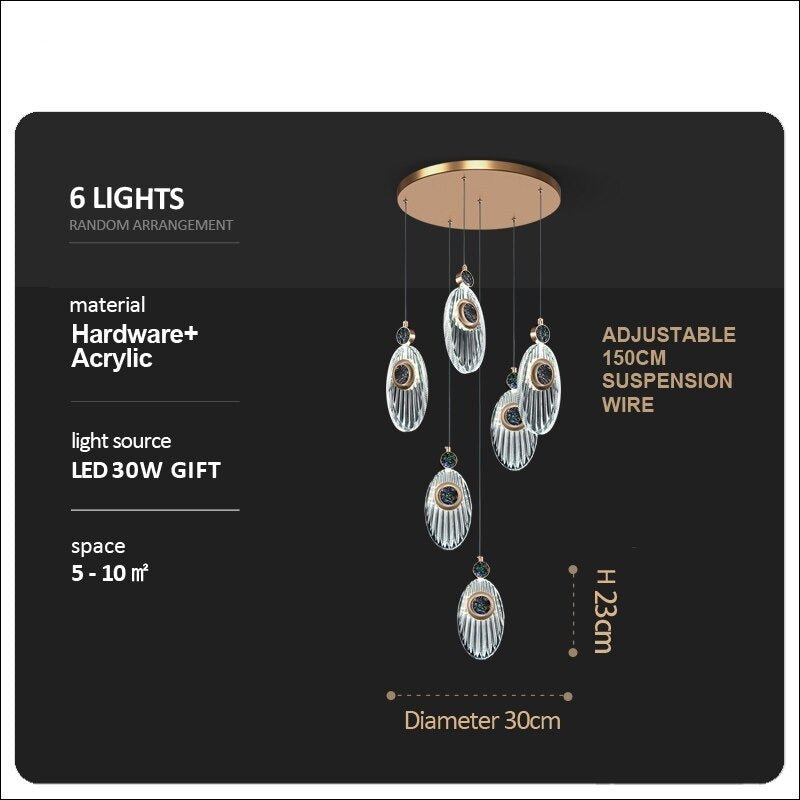 Shell Crystal Staircase Chandelier – Luxurious Pendant Light for Elegant Interiors-MinimalisticDecor.com