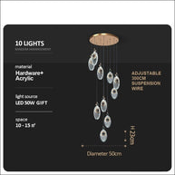 Shell Crystal Staircase Chandelier – Luxurious Pendant Light for Elegant Interiors-MinimalisticDecor.com