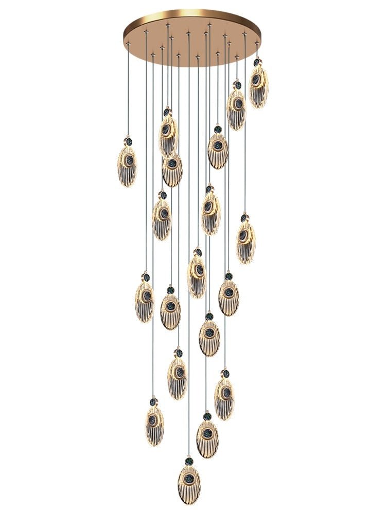 Shell Crystal Staircase Chandelier – Luxurious Pendant Light for Elegant Interiors-MinimalisticDecor.com