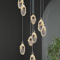 Shell Crystal Staircase Chandelier – Luxurious Pendant Light for Elegant Interiors-MinimalisticDecor.com
