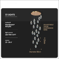 Shell Crystal Staircase Chandelier – Luxurious Pendant Light for Elegant Interiors-MinimalisticDecor.com