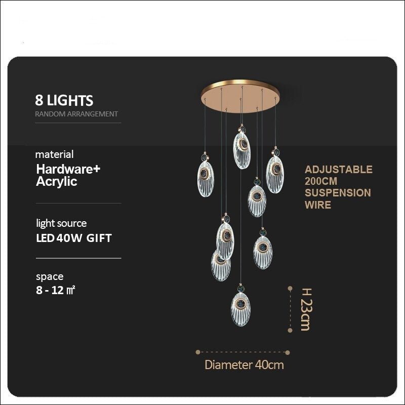 Shell Crystal Staircase Chandelier – Luxurious Pendant Light for Elegant Interiors-MinimalisticDecor.com