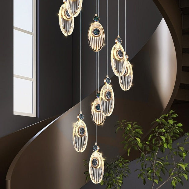 Shell Crystal Staircase Chandelier – Luxurious Pendant Light for Elegant Interiors-MinimalisticDecor.com