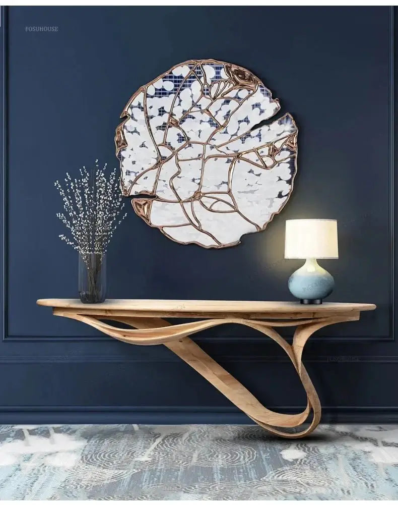 Simple Real Antique Oak Solid Wood Console Table-MinimalisticDecor.com