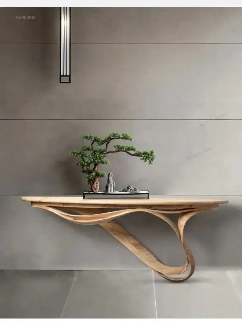 Simple Real Antique Oak Solid Wood Console Table-MinimalisticDecor.com