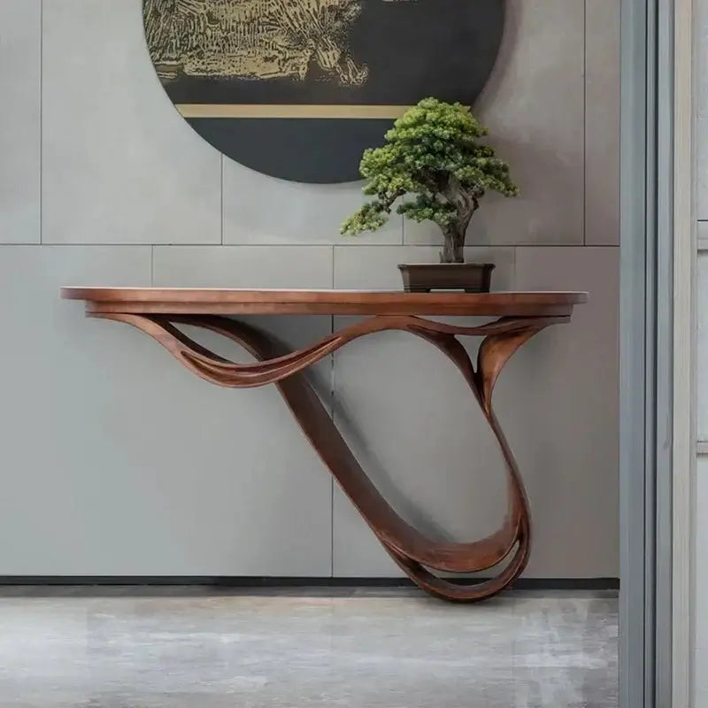 Simple Real Antique Oak Solid Wood Console Table-MinimalisticDecor.com