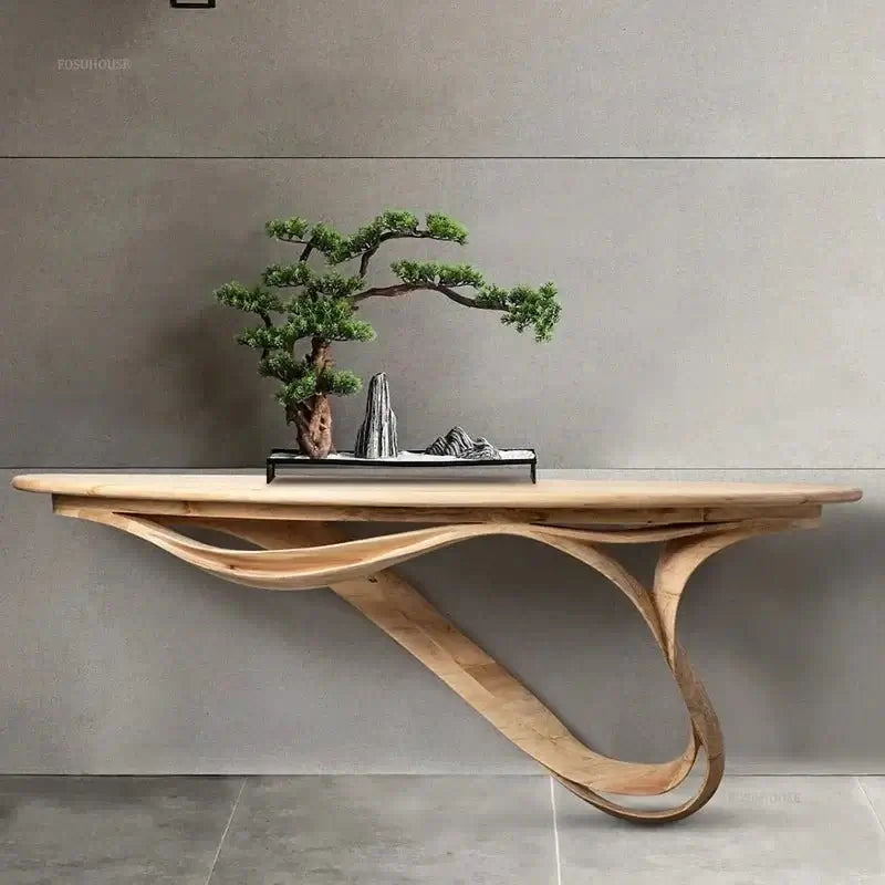 Simple Real Antique Oak Solid Wood Console Table-MinimalisticDecor.com