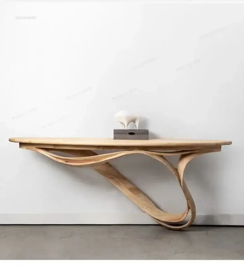 Simple Real Antique Oak Solid Wood Console Table-MinimalisticDecor.com