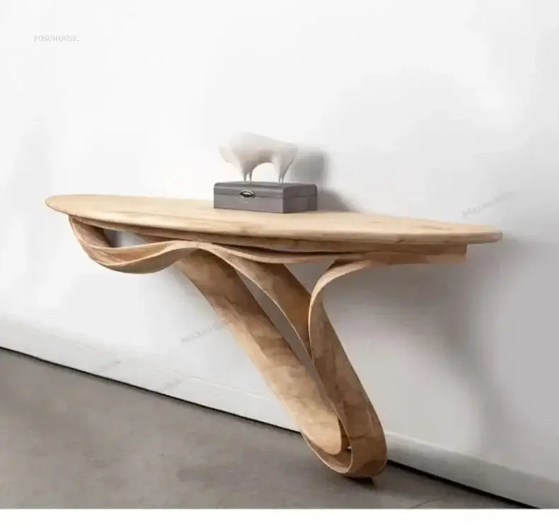 Simple Real Antique Oak Solid Wood Console Table-MinimalisticDecor.com