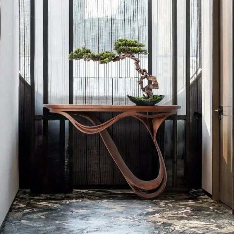 Simple Real Antique Oak Solid Wood Console Table-MinimalisticDecor.com