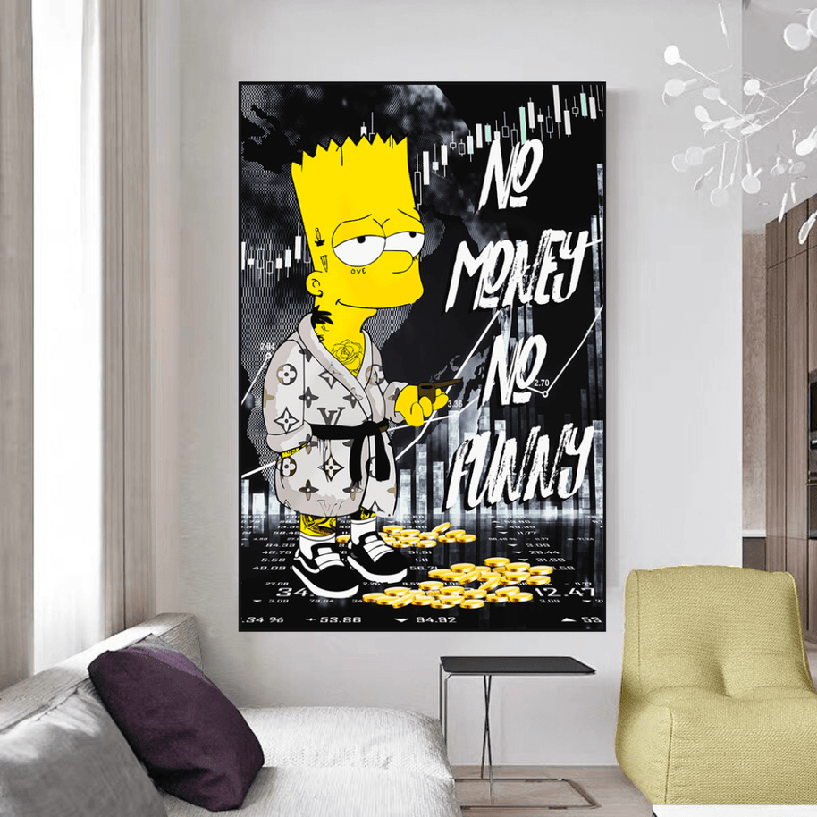 Simpsons No Money No Funny Canvas Wall Art-MinimalisticDecor.com