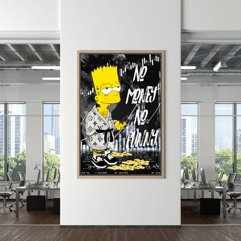 Simpsons No Money No Funny Canvas Wall Art-MinimalisticDecor.com