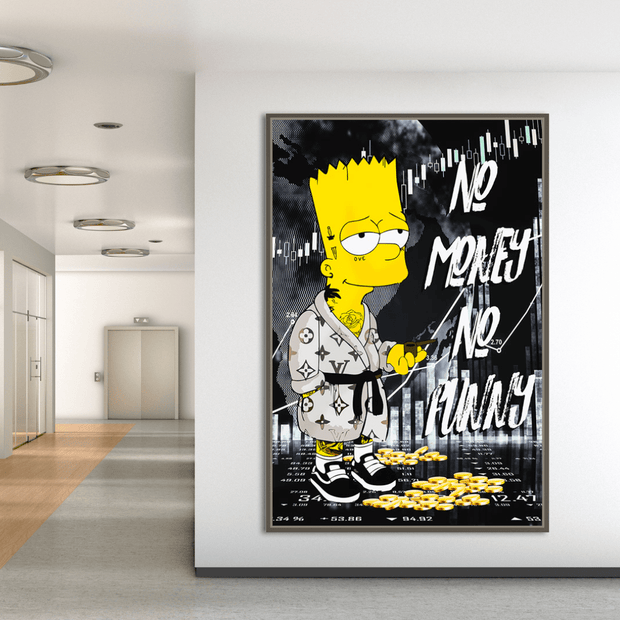 Simpsons No Money No Funny Canvas Wall Art-MinimalisticDecor.com