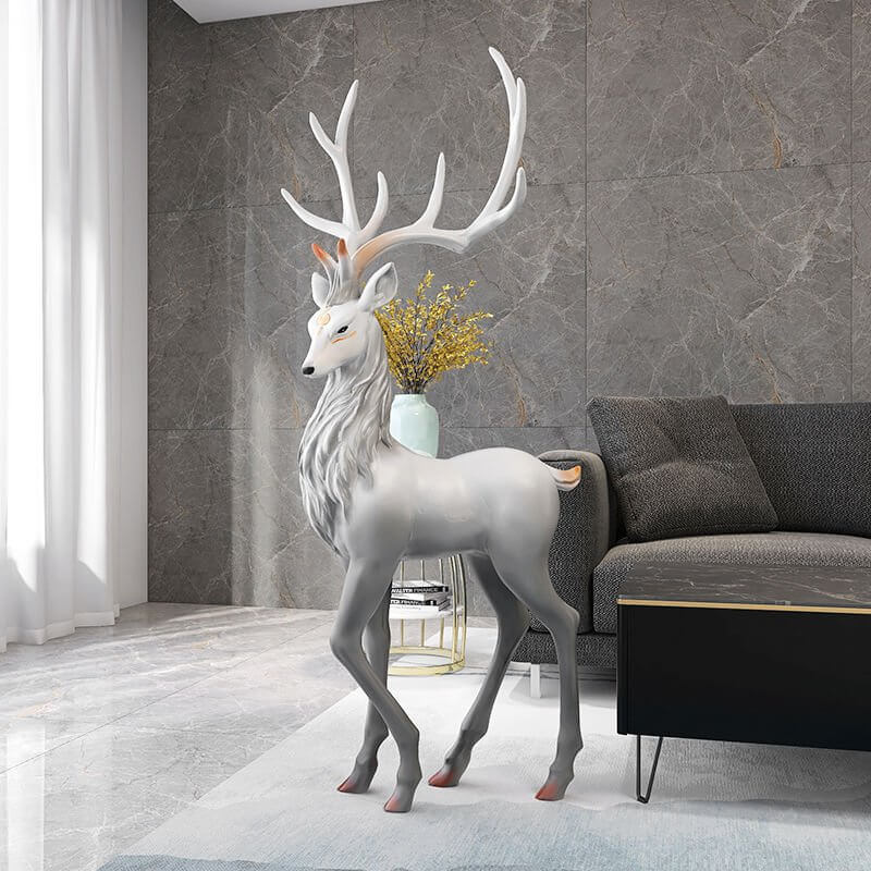 Snow Reindeer Statue for Home Decor-MinimalisticDecor.com